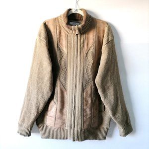 Visitor Mens Beige Mock Neck Full Zip Long Sleeve Heavyweight Basic Jacket Sz L
